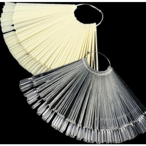 50Pcs/Set False Fake Nails Color Chart Artificial Nails Transparent Natural Fan Board Display Nail Art Tips Drop Ship Wholesale