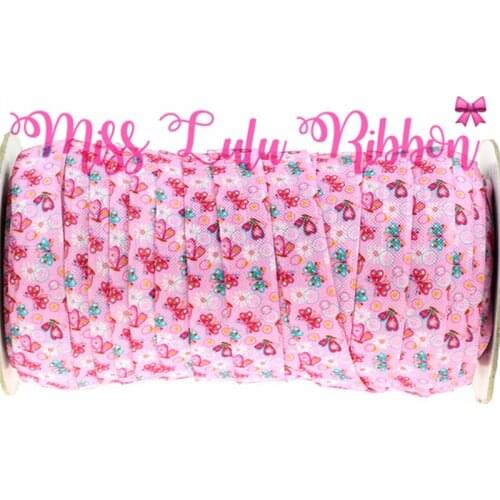 50yards/roll 5/8"16mm Butterfly Patterns Printed Elastic Ribbon Handmade Hair Accessories DIY Christmas Decor MD150721-25-1217