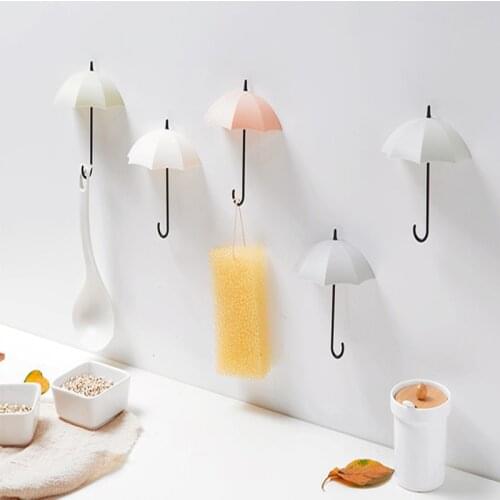 6pcs/Set Umbrella Hooks Kitchen Bathroom Storage Container Wall Door Cabinet Decor Hanger Decorative Racks Home Decoration Lock