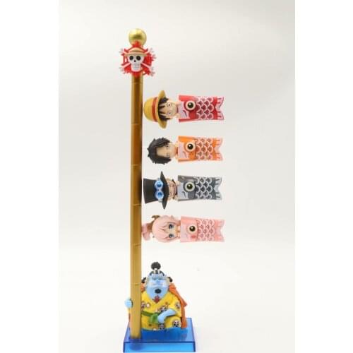 Anime One Piece Luffy Ace Sabo Shirahoshi Jinbe Flag Ver. WCF PVC Action Figures Collection Model Kids Toys Doll 8cm 5pcs/set