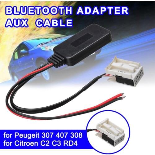 AUX-IN Aux Cable Adapter Car Wireless Radio Stereo 12Pin bluetooth Module for Peugeot 207 307 407 308 for Citroen C2 C3 RD4