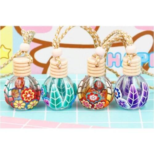500pcs 8-15ml Polymer Clay Glass Essence Oil Diffuser Perfume Empty Bottle Car Hang Decoration Tourist Souvenirs