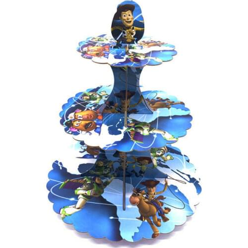 1Set Disney Toy Story Theme Party Supplies For Kids Birthday Party 3 Tier Cardboard Cupcake Plates Stand Party Decorations