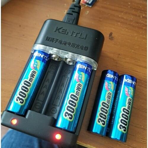 KENTLI 4pcs 1.5v 3000mWh AA rechargeable Li-polymer li-ion polymer lithium battery + 1 AA AAA Charger(KT-CPH-57)free for EU