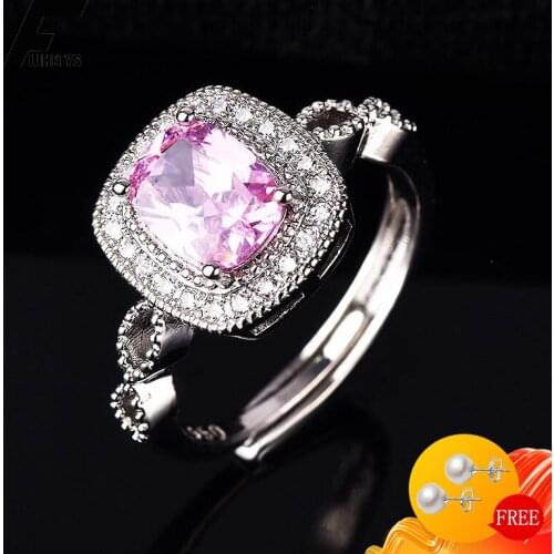 Elegant Women Ring Silver 925 Jewelry Accessories Geometric Citrine Zircon Gemstones Open Finger Rings for Wedding Engagement