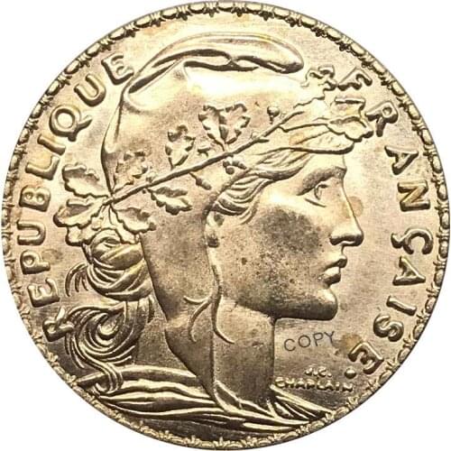 Aliexpress france France Gold 20 Francs 1909 1912 Gold Marianne Rooster Brass Metal Copy Coin