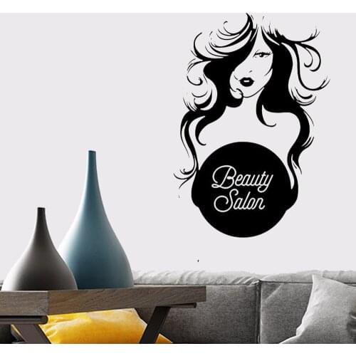 Beauty Salon Wall Stickers Fashion Woman Hair Stylist Signboard Vinyl Decals Removable Interior Window Decor Design Mural WL390