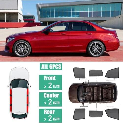 Side Windows Magnetic Sun Shade UV Protection Ray Blocking Mesh Visor Fit For Mercedes Benz C Class 2014-2018