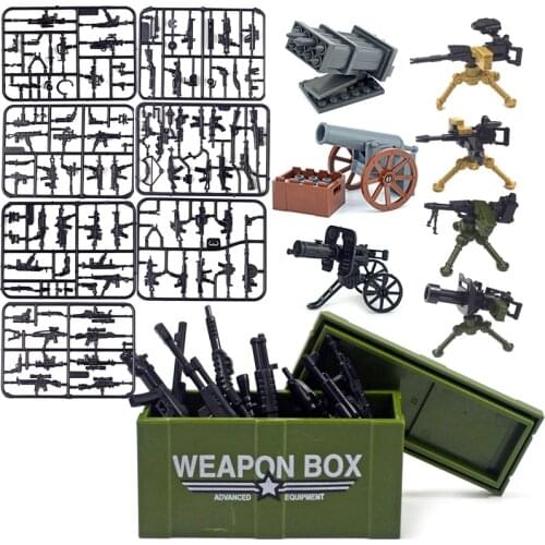 Military Weapon Model Guns Accessories box bricks Swat Sniper rifle 98K pistol Soldier WW2 Army MOC Part Military Building Block