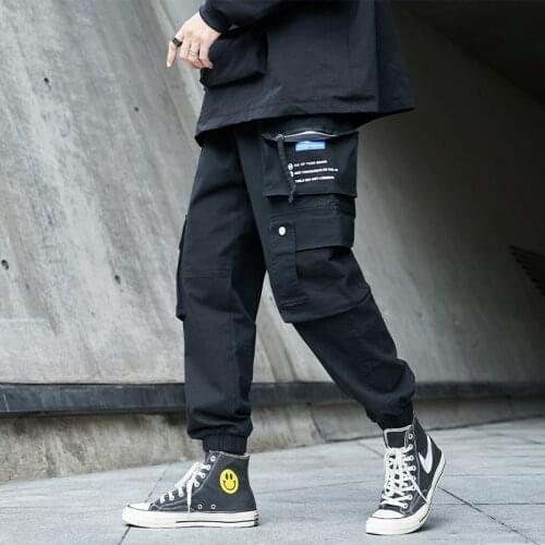 Mens Cargo Pants 2021 Multi Pockets Harajuku Joggers Hip Hop Japanese Streetwear Trousers
