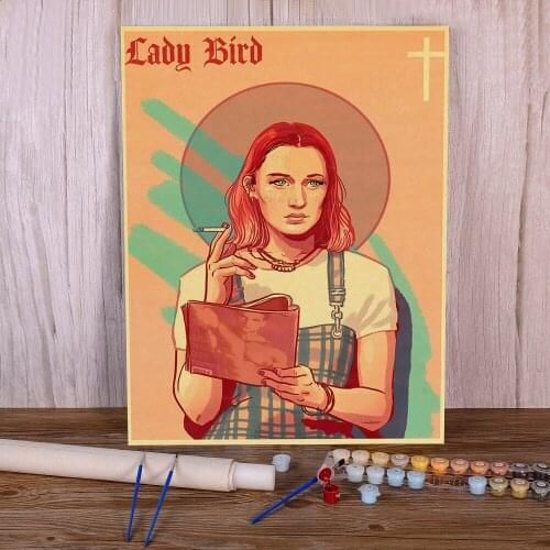Vintage Movie Lady Bird Retro Painting By Numbers Complete Kit Acrylic Paints 50*70 Boards By Numbers Home Handicraft