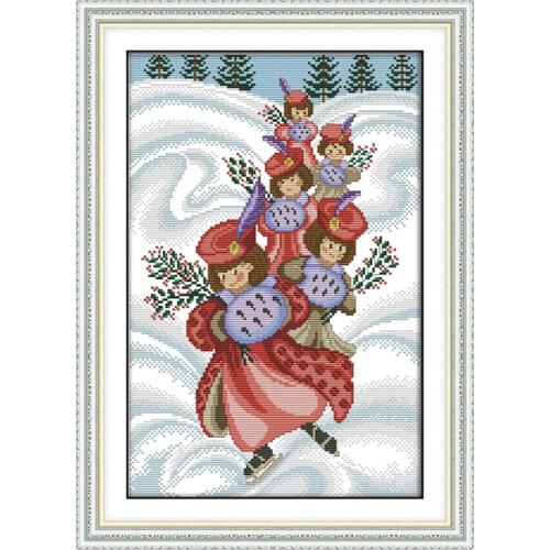 A tree planting girl cross stitch kit aida 14ct 11ct count printed canvas stitches embroidery DIY handmade needlework