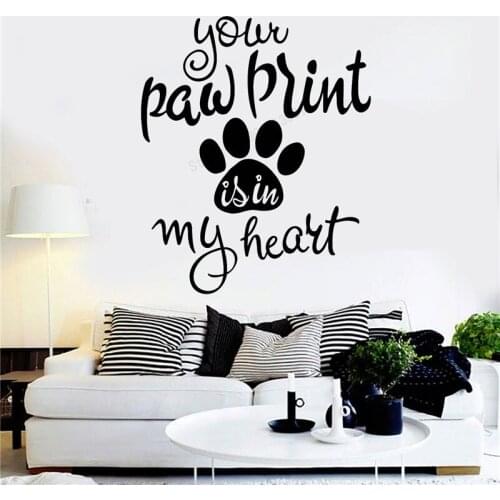 Wall Art Sticker Pet Animal Paw Print Cute Room Decoration Words Sticker Beautiful Kids Bedroom Mural Modern Decal LY468