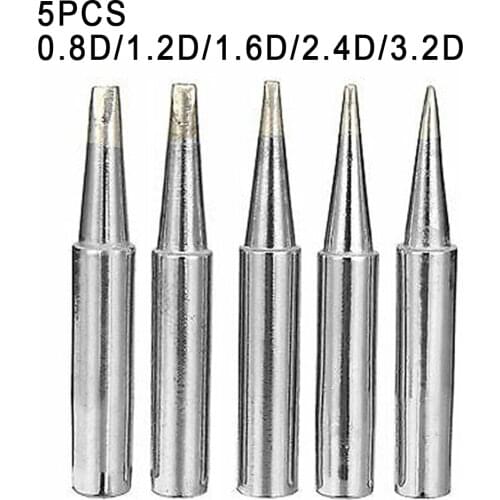 5 PCS 900M-T Soldering Iron Tip 0.8-3.2D Copper For 850/852/853/878/898/902/936/937 Soldering Station