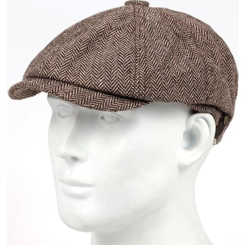 2019 new Woollen Tweed Newsboy Cap Men Women Herringbone Mens Hat Wool Blend Apple Caps Eight Panel Cabbie Hats
