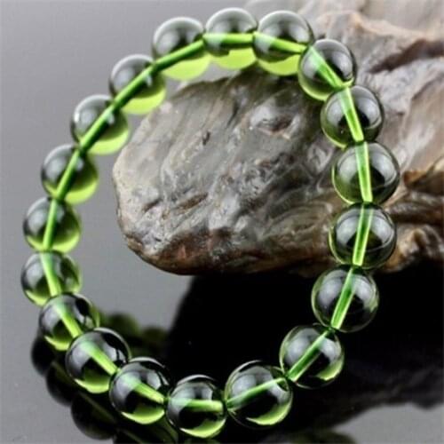 NEW!!!!!! 8-10MM Natural Moldavite Green Aerolites Czech Crystal Stone Raw Stone Grinding Bead Meteorite Bracelet