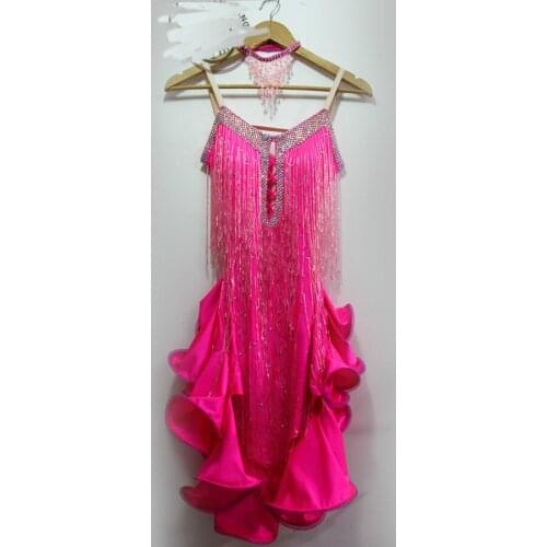 New style latin dance costume sexy tassel spandex latin dance competition dress for women child latin dance dresses S-4XL