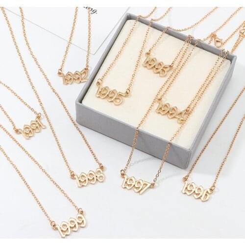 Stainless Steel 1991-2005 Birth Year Necklaces for Women Men Choker Date Number Pendant Necklace Jewelry Commemorat Gift
