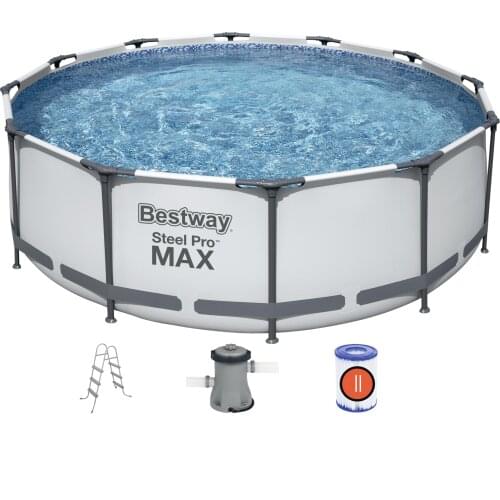 Bestway Pool 56418 3.66m(12ft) Steel Pro Max Round Frame Easy Set Water Tank with Filter Pump 9150L Capacity for Adults Family
