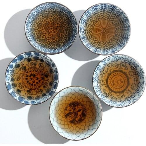 Blue And White Bamboo Hat Tea Cup, Ceramic Kungfu Tea Set, In Glaze Decal Pu'er Tea Cup