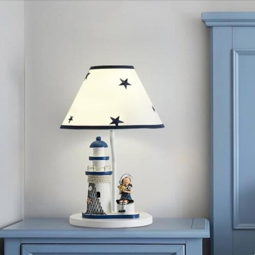 Modern Simplicity Boys And Girls Room Lamps Mediterranean Sea Nautical Bedroom Bedside Decorative Table Lamps