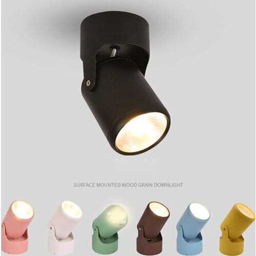 LED Surface mounted Spotlight COB Ceiling light Creativity Macaron color Rotatable lamp indoor store home bedroom living room