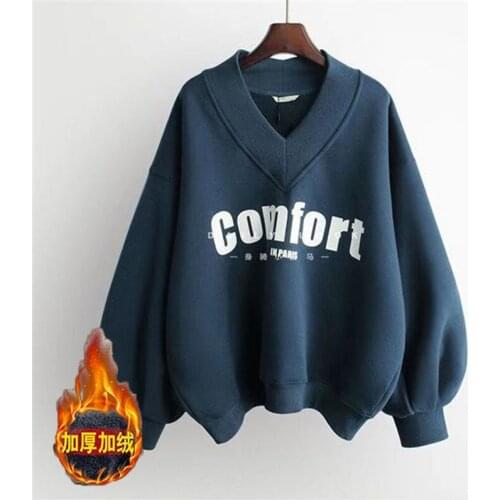 Fat Girl Plus-size Fleece Hooded 2021 Women Harajuku Loose Casual Warm Hoodies Ladies Fleece Flannel Pullover Female Sweatshirt