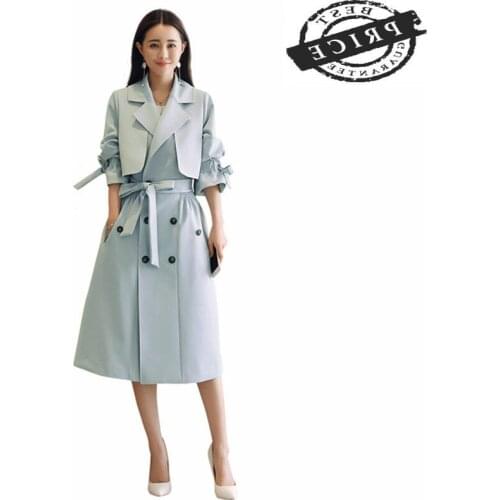Spring-Autumn Womens 2021 Fashion Long Windbreaker Trench Coat for Female Elegant Lady Sweet Office Work Clothes LWL5a2
