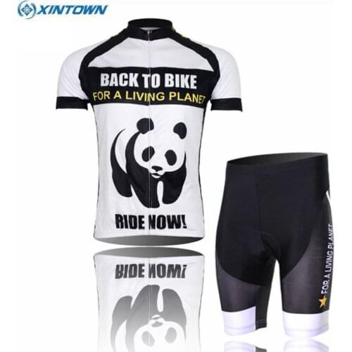 XINTOWN Team Bike Riding Men Clothing Ropa Ciclismo MTB Short Sleeve Jersey Shorts Set Bicycle Sportswear Suit Panda S-XXXL