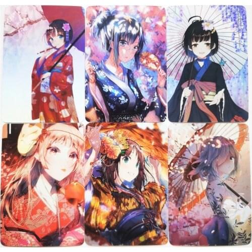 9pcs/set ACG Beauty Japanese Kimono Girl Sexy Girls Refraction Hobby Collectibles Game Anime Collection Cards