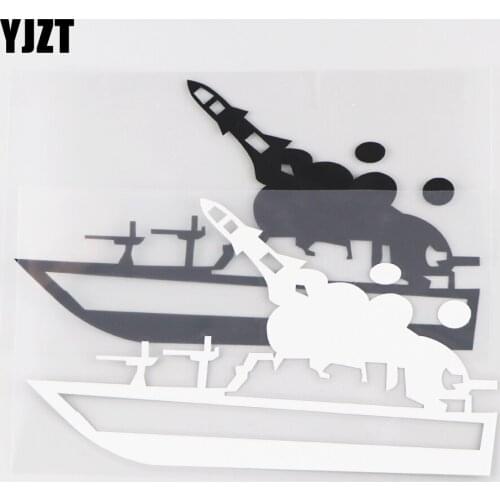 YJZT 10.1×15.5CM Creative And Exquisite Car Stickers Aggressive Warship Vinyl Decorative Pattern Black / Silver 20C-0091