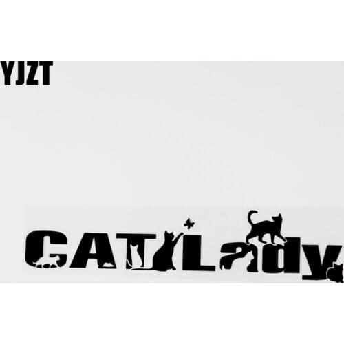 YJZT 20CM×4.2CM Cat Lady Fashion Vinyl Decor Car Window Sticker Decal Black/Silver 8C-0672