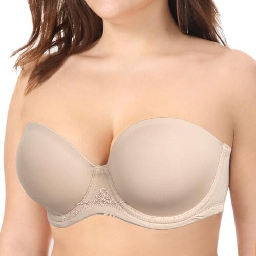 Top Quality B C D E F G H 1/2 Cup Adjustable Plus Size Women Sexy Bras Push Up Silicone Strapless Halter 32 34 36 38 40 42 44
