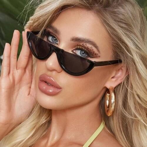 HKNA Half Frame Punk Sunglasses Women 2021 Half Round Sunglasses Women Rimless Glasses Women Vintage Punk Gafas De Sol Mujer