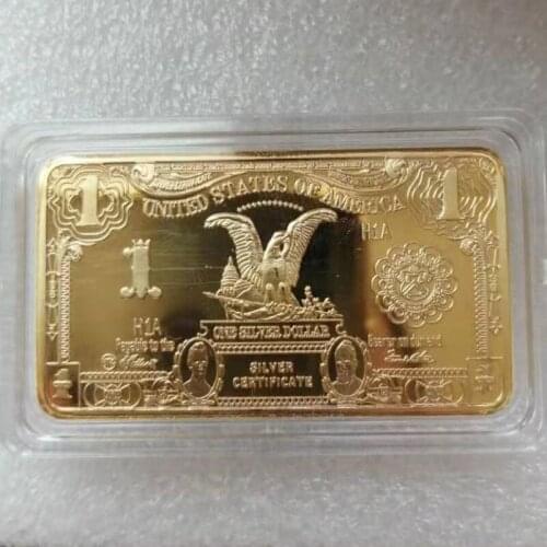 USD 1Dollar Bullion 24k Gold Bar American Metal Coin Golden Bars USD with gift box