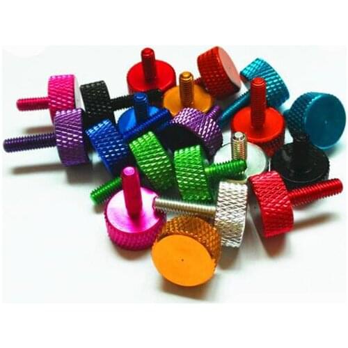 10pcs M3 aluminum alloy screw fixed striped pattern hand bolts machine screws anode diverse colors 6mm length