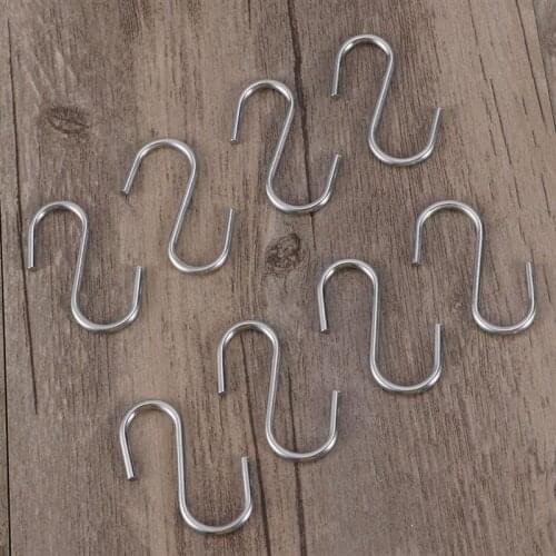 10Pcs S Shaped Hooks Stainless Steel Heavy Duty Iron Wire Clasp Over Tool Utensils Hangers Door Clothes Rack for Kitchen Home
