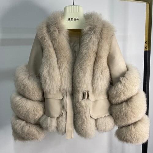 2021 Women Winter Warm Fluffy Real Fox Fur Coat Female Long Sleeve Fur Warm Fur Jacket Ladies Thick Fashion Genuine Fur Outwear