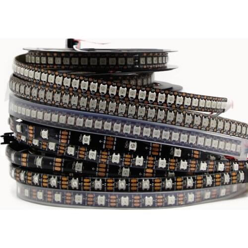 5V WS2812B 1m/4m/5m 30/60/144 pixels/leds/m Individually Addressable Smart RGB led pixel strip Black/White PCB WS2812 IC 1m 5m