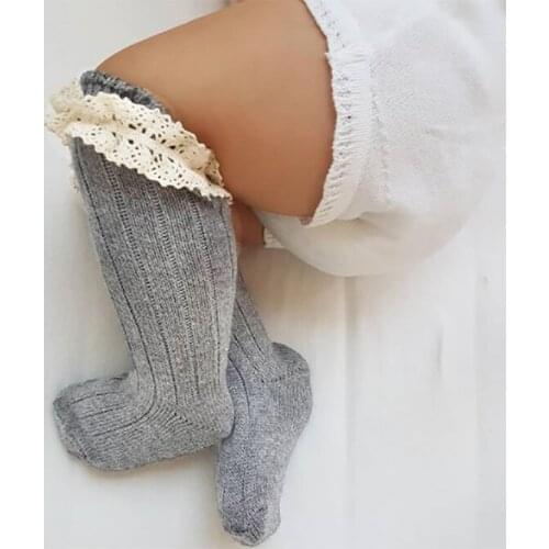 6 Colors Childrens Girls Princess Lace Socks Kids Lolita Lace Top In Tube Socks.Cute Baby Toddler Knee High Knitted Sock 2-6Y