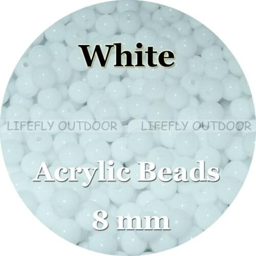 White Color, 8mm / 300+ Acrylic Beads, Round, Fishing Lures, Rigs, Accessories, Craft