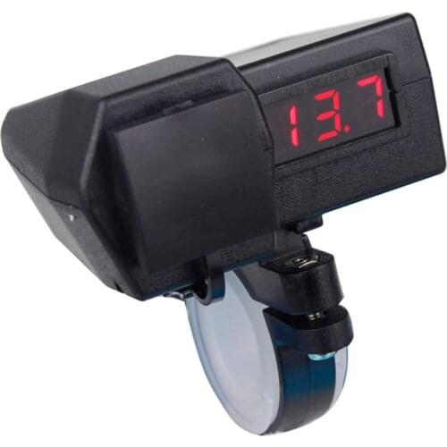 3.1A Motorcycle Accessories Car Charger Dual USB Cigarette Lighter Voltmeter Display Waterproof Wiring 60CM Double USB Adapter