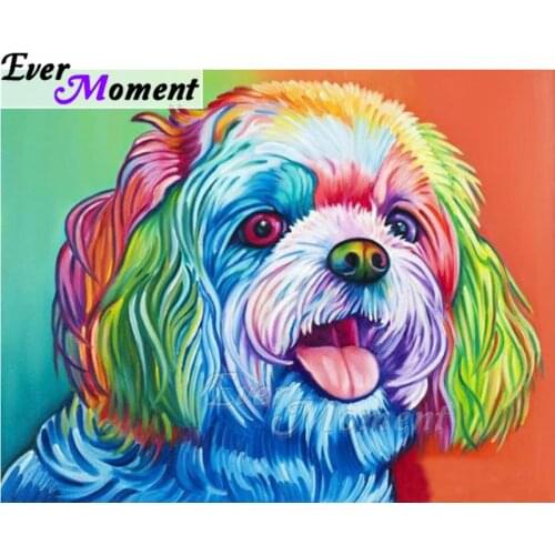 Ever Moment Diamond Painting 5D DIY Colorful Dog Handmade Picture Of Rhinestone Full Square Drill Diamond Embroidery ASF1819