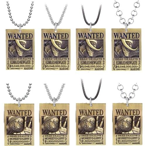 Anime One Piece Monkey Luffy Hat Whitebeard Figure Wanted Necklace Pendant Men Jewelry Llaveros Hombre Souvenirs Accessories