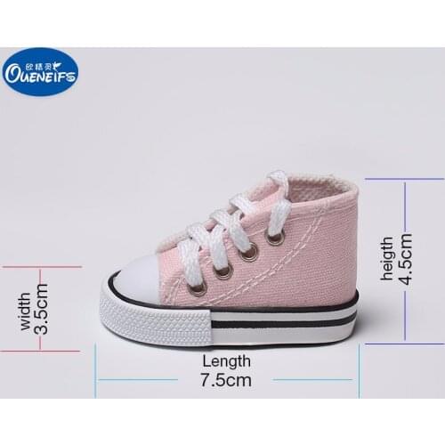 Free Shipping BJD Shoes 1 Pair 7.5cm Canvas Toy Mini Doll Shoes 1/3 for Doll Boots Dolls Accessories
