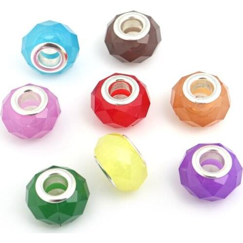 20pcs/Lot 15 Colors Resin Rhombus Faceted Beads Big Hole Beads Loose Spacer Beads for Jewelry Makings DIY Bracelet Necklace