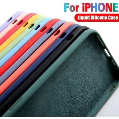 Phone Case for Coque iPhone 7 8 6 6S Plus Liquid Silicone Back Cover for Etui iPhone 13 12 11 Pro Max Mini X XR XS SE 2020 Cases
