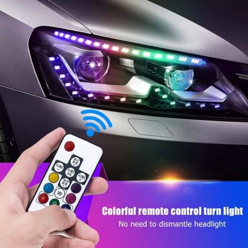 2PCS 60/45/30cm Car Daytime Running Light Flexible Soft Tube Guide DRL LED Strip Lights Flowing RGB Turn Signal For Headlight