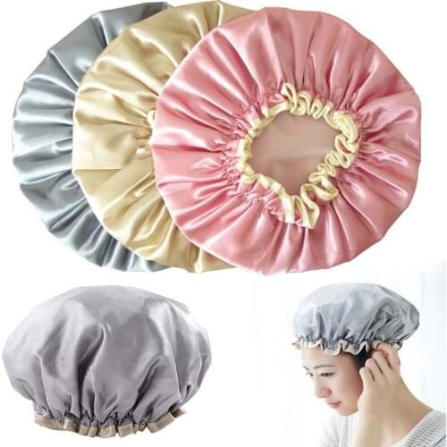 High Quality Double Waterproof Shower Cap Dust Cap Cosmetic Care cap Elastic Band Hat Bath Cap for Bathroom Supplies