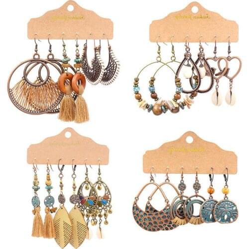 Ethnic Vintage Boho Earrings For Women 2020 Trend Tassel Dangle Earrings Sets Ornament Indian Jewelry Accessories